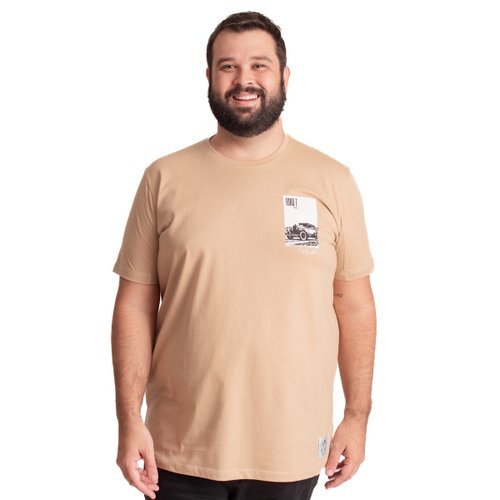 Camiseta Plus Size Masculina Ford T Bege