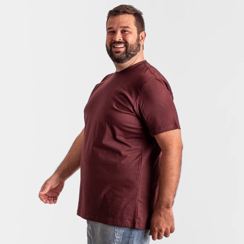Camiseta Plus Size Masculina Básica Bordô
