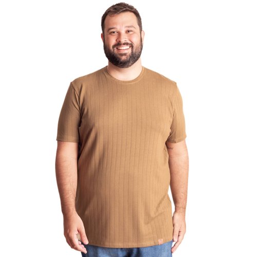camiseta plus size masculina paris bege frente