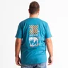 camiseta plus size masculina live fast azul costas