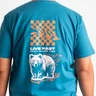 camiseta plus size masculina live fast azul detalhes