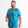 camiseta plus size masculina live fast azul lado
