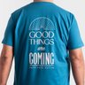 camiseta plus size masculina good things azul detalhes