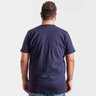 camiseta plus size masculina azul marinho bolso listras costas