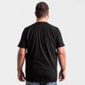 camiseta plus size masculina preta bolso futurista costas