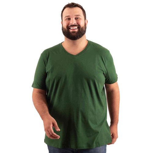 Camiseta Plus Size Masculina Gola V Bear Verde