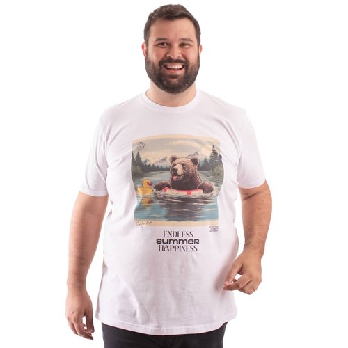 Camiseta Plus Size Masculina Summer Branca