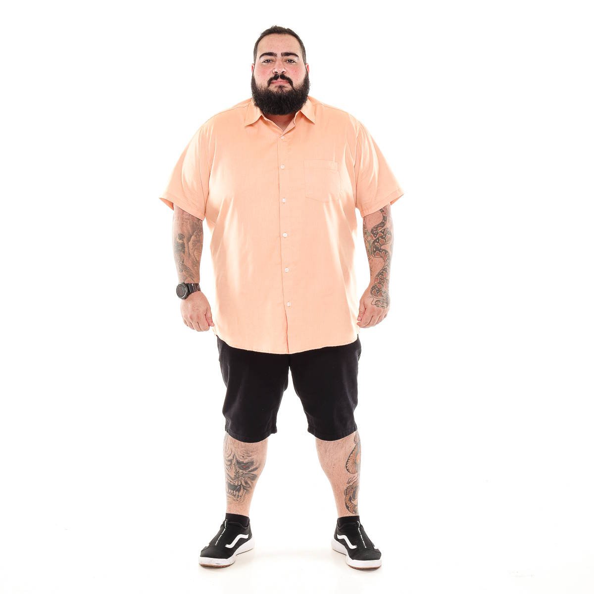 Camisa Plus Size Masculina MC Oxford Salmão
