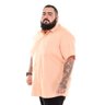 camisa plus size masculina mc oxford salmao lado 2
