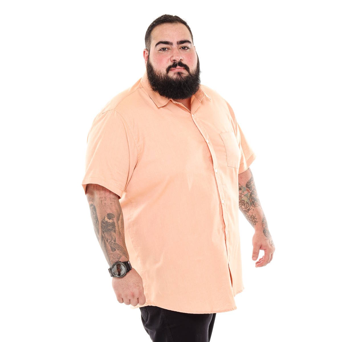 Camisa Plus Size Masculina MC Oxford Salmão