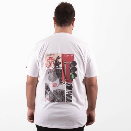 Camiseta Plus Size Masculina URBZ Maryann Village Branca