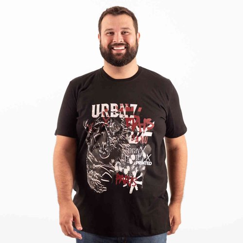 Camiseta Plus Size Masculina URBZ Hayala Preta