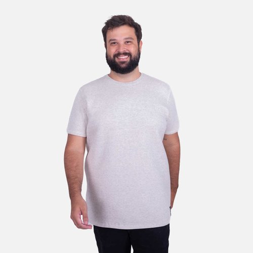 Camiseta Plus Size Masculina Moletom Felpado London Mescla Offwhite