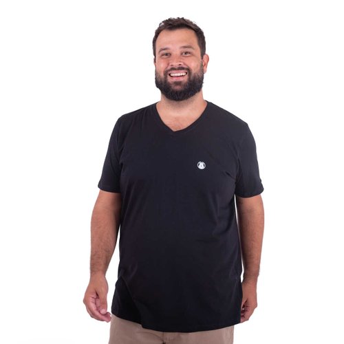 Camiseta Plus Size Masculina Gola V Bear Preta