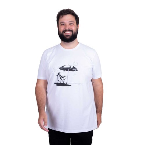 Camiseta Plus Size Masculina Praiou Branca