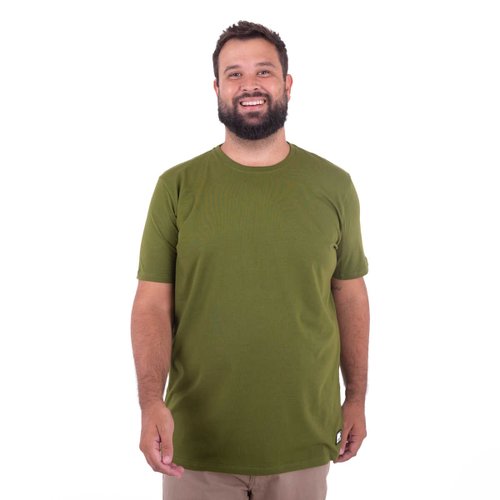 Camiseta Plus Size Masculina Confort Verde Oliva