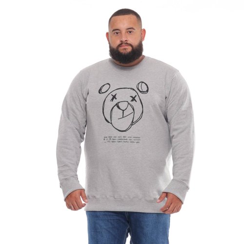 agasalho plus size masculino moletom grafitt mescla mais pano frente
