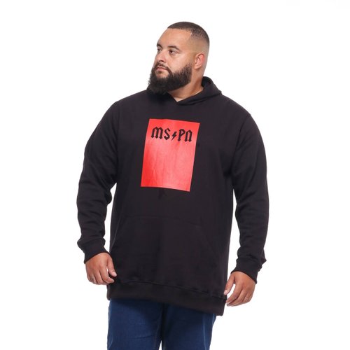 Agasalho Plus Size Masculino Moletom Felpado Canguru ACDC Preto