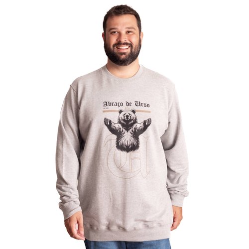 Agasalho Plus Size Masculino Moletom Abraço de Urso Mescla