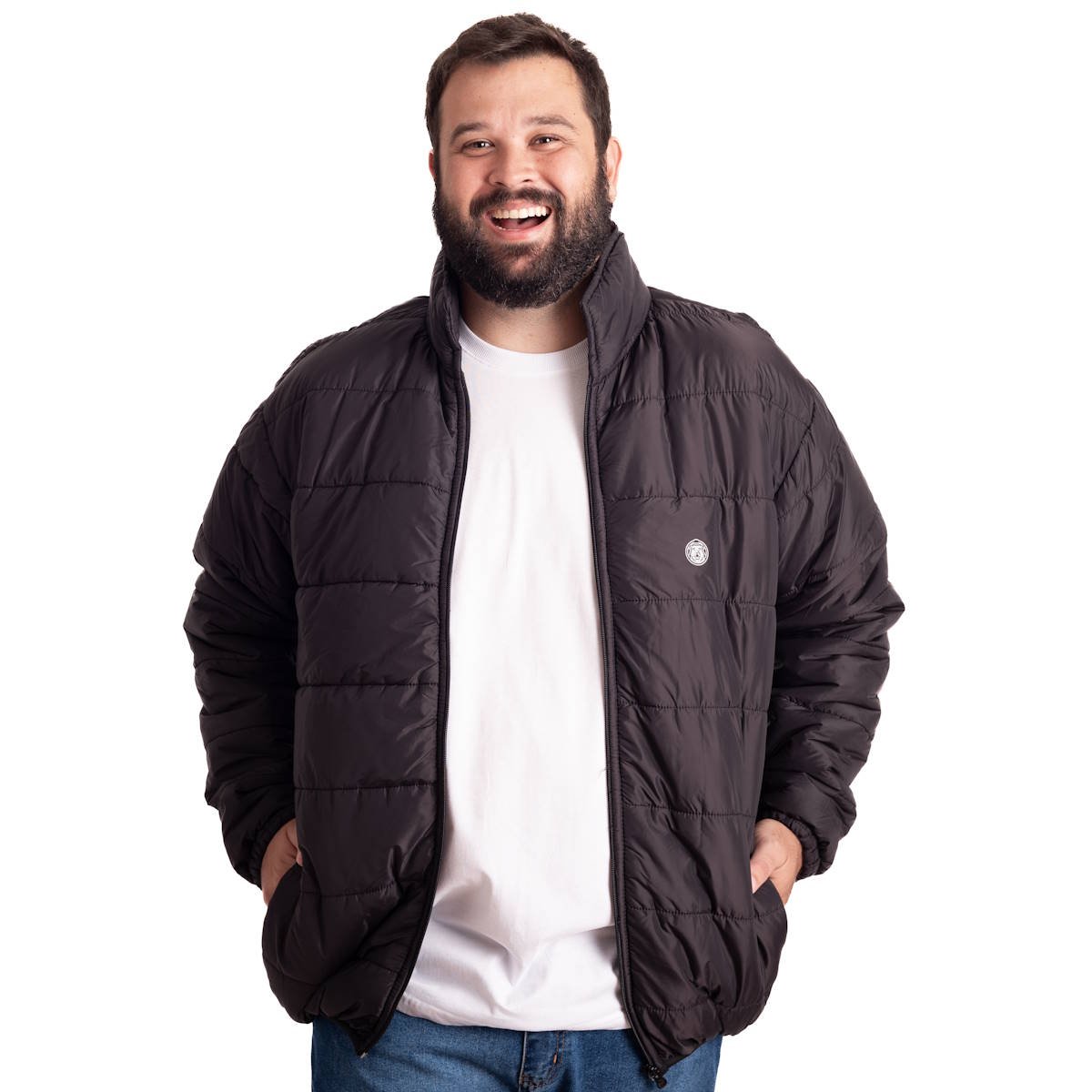 アウターリミッツ　15p Jaqueta Puffer Plus Size Masculina Michigan Preto