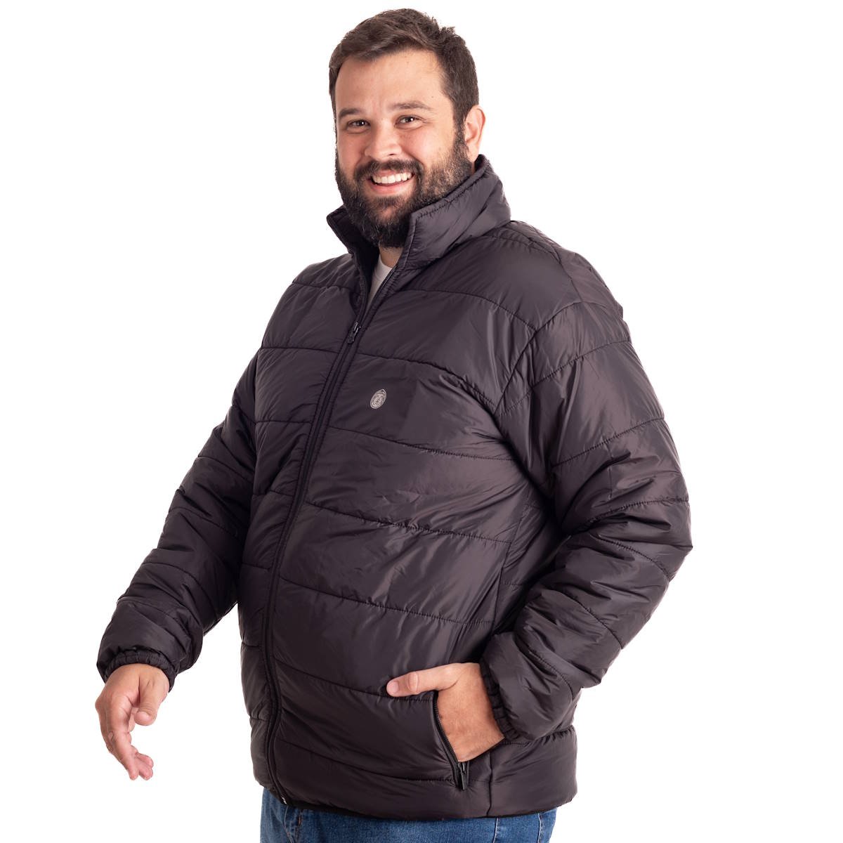 Jaqueta Puffer Plus Size Masculina Michigan Preto