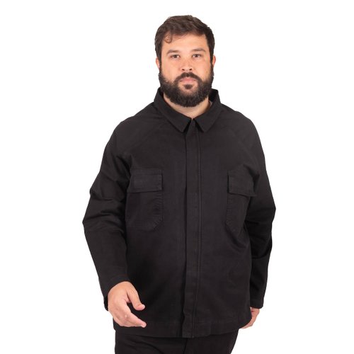 Agasalho Plus Size Masculino Elastano Zíper Preto