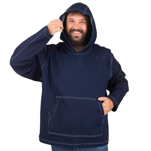 Agasalho Plus Size Masculino Canguru Jeans Dark