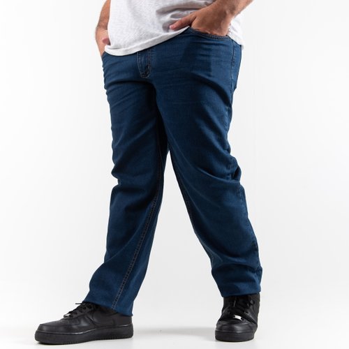 Calça Plus Size Masculina Jeans Tradicional Elastano Blue