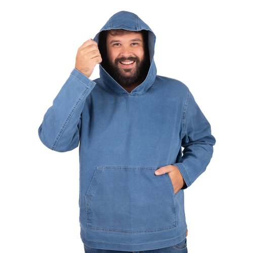 Agasalho Plus Size Masculino Canguru Jeans Stoned