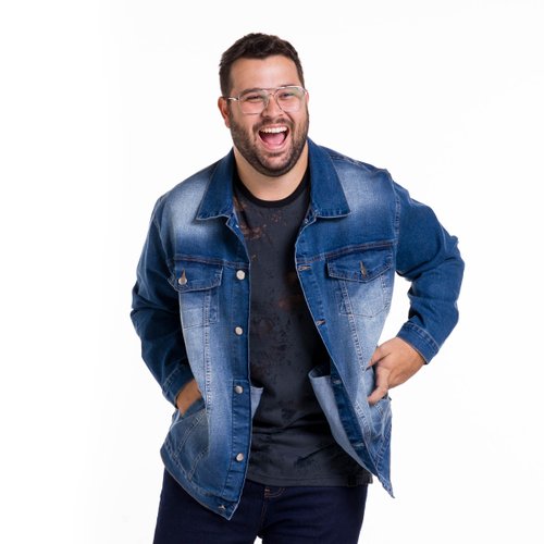 Jaqueta Jeans Plus Size Masculina Blue