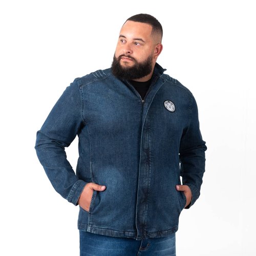 Jaqueta Plus Size Masculina Jeans Motor Stoned