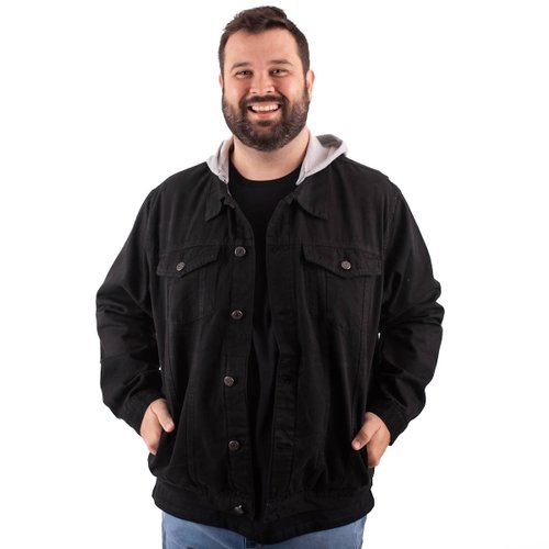 Jaqueta Plus Size Masculina Sarja Verona Preta