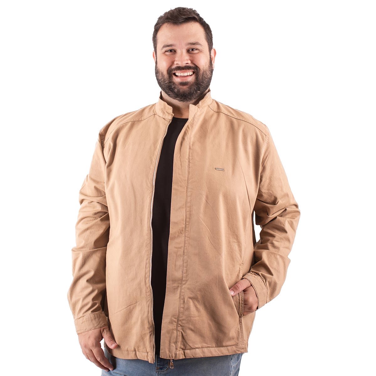 アメカジ Jaqueta Plus Size Masculina Sarja Motor Color Caqui