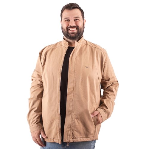 Jaqueta Plus Size Masculina Sarja Motor Color Caqui