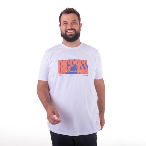 Camiseta Plus Size Masculina Big Boss Branca