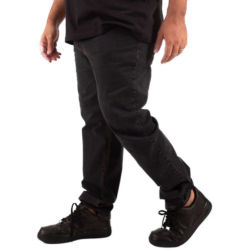 Calça Plus Size Masculina Jeans Tradicional Elastano Black