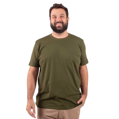 Camiseta Plus Size Masculina Confort Verde Musgo