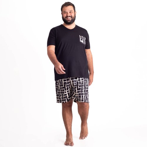 Pijama Plus Size Masculino Elastic Fresh Lab Preto