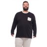pijama plus size masculino manga longa liso preto e mescla claro mais pano camiseta frente
