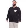 pijama plus size masculino manga longa liso preto e mescla claro mais pano camiseta lado