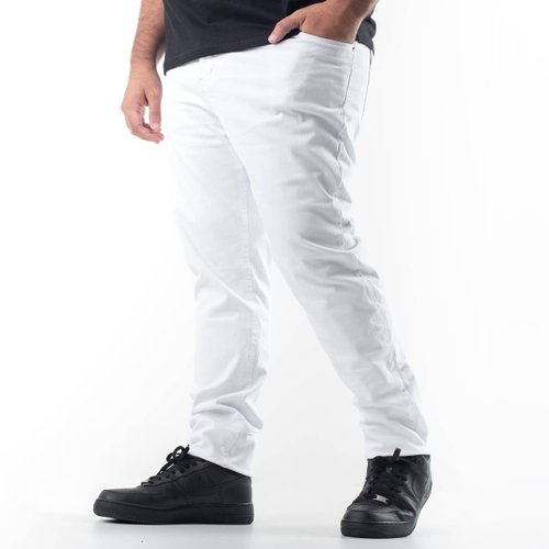 Calça Plus Size Masculina Slim Branca