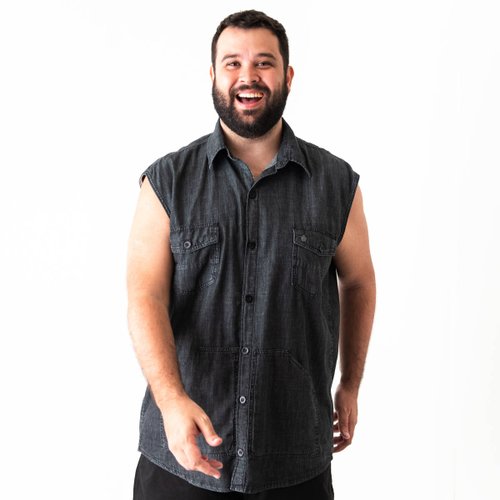 Colete Plus Size Masculino Jeans Black Stoned Hunter