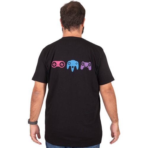 Camiseta Plus Size Masculina Video Game Preta