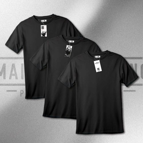 Kit Camiseta Plus Size Masculina Básica 3 Pretas