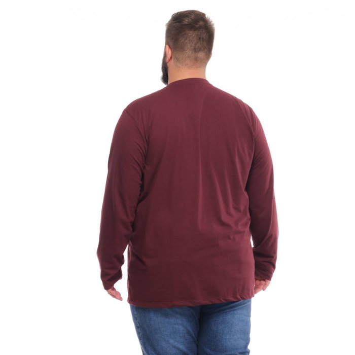 camiseta plus size masculina manga longa vintage bordo mais pano costas