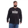 camiseta plus size masculina manga longa preta jackpot mais pano frente