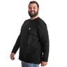 camiseta plus size masculina manga longa bear preta lado