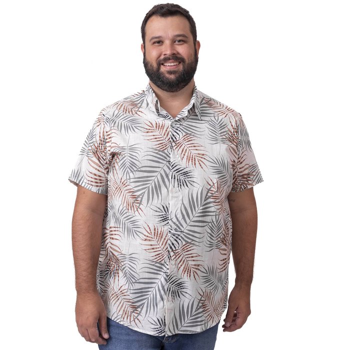 camisa plus size masculina bamboo color frente