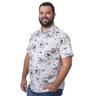 camisa plus size masculina black white flower lado