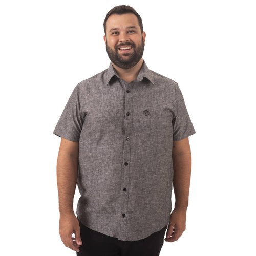 Camisa Plus Size Masculina Linho Preta